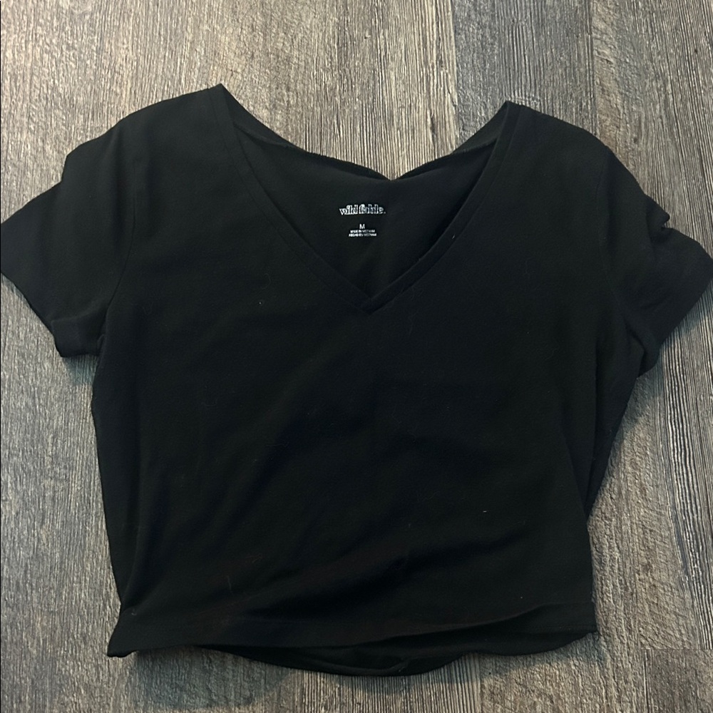 Wild Fable Black Fitted Crop Tee